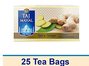 Taj Mahal Spicy Ginger Tea Bags, 25 Pieces