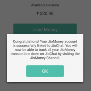 jiochat app link your jiomoney account