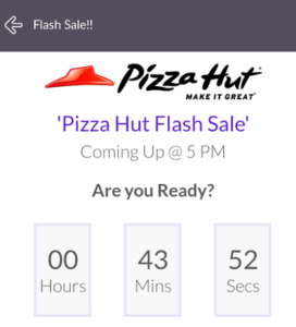 little app pizzahut flash sale at 5 PM