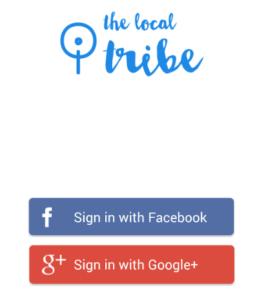 local tribe app sign in via facebook or google