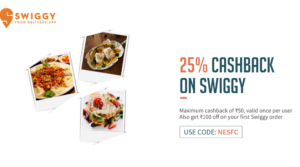 swiggy get Rs 100 off on Rs 350 food + Rs 50 cashback freecharge