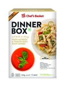 Chef's Basket Dinner Box Pasta Alfredo and Tomato Basil Soup Combo, 544g Rs 99 only amazon