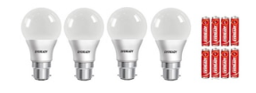 Eveready 9 Watt Cool Daylight Led Bulb (4 Bulbs With 8 AA Batteries Free)