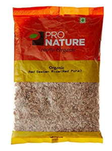 Pro Nature Organic Red Beaten Rice Red Poha, 500g
