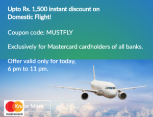makemytrip save Rs 1500 on flight booking of Rs 5000 6-11 PM 30th march