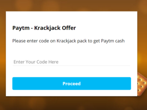 paytm enter your krackjack code and get rs 15 free