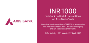samsung pay axis bank offer