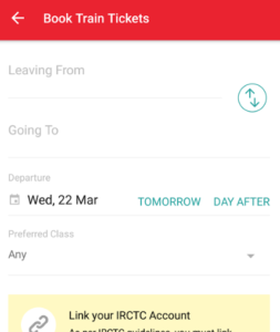 yatra app link your irctc account, search and get 20 off