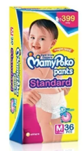 Mamy Poko Pants Standard Pant Style Medium Size Diapers (36 Count)