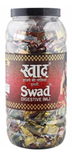 Swad Flavoured Digestive Drops Jar (Imli, Aam and Orange), 600 Candies