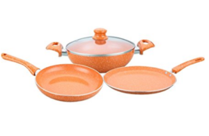 Wonderchef Tangerine Induction Base Aluminium Cookware Set, 4-Pieces, Orange at Rs.1,774