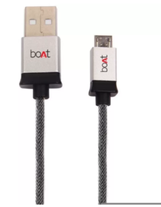 boAt USBS500-1.5 Metallic High Speed Micro USB Braided Cable 1.5Meter (Metallic Silver) at Rs.99