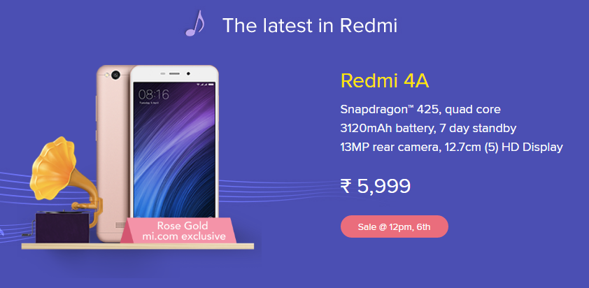 mi fan festival redmi 4a rose gold