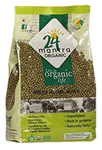 24 Mantra Organic Green Moong Whole, 1kg