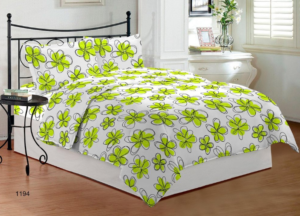 Bombay Dyeing Ambrosia 130 TC Cotton Double Bedsheet with 2 Pillow Covers - Green