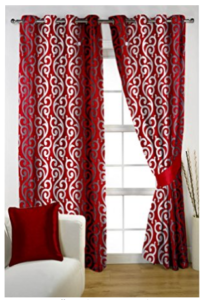 HOMEC Trandy Printed Curtain Set of 2 (Size - Window 46 X 60 inch/Color - Red) at rs.199