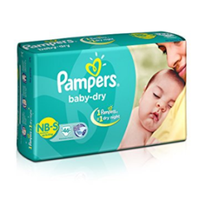 Pampers Baby Dry Diapers NB-Small Size (46 Count) at rs.349