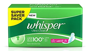 Whisper Ultra Sanitary Pads - XL Wings (30 piece Pack)