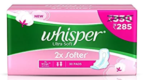 Whisper Ultra Soft Sanitary Pads - 30 Count Extra Large (XL)