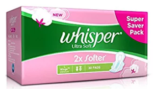 Whisper Ultra Soft Sanitary Pads - 30 Count (Large)