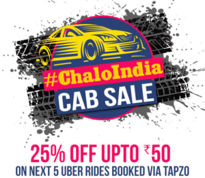 tapzo chaloindia cab sale on Uber