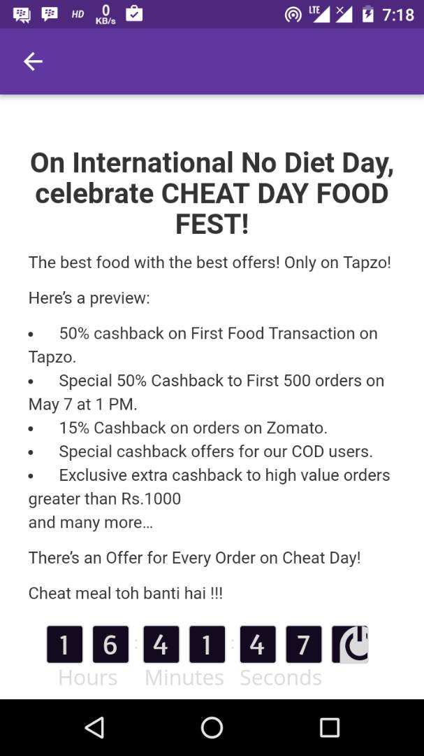 tapzo cheat day food fest offers