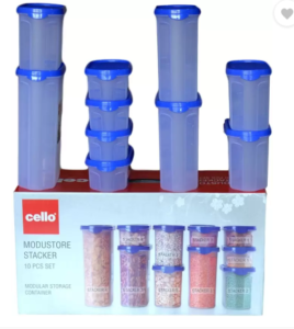 Cello - 600 ml, 1200 ml Plastic Multi-purpose Storage Container (Pack of 10, Blue) at rs.649