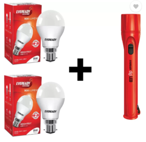 Eveready 9 W Standard B22 D LED Bulb (White, Pack of 2) at rs.249