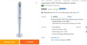 Flipkart- Buy Inalsa Robot 2.5PS 150 W Hand Blender1