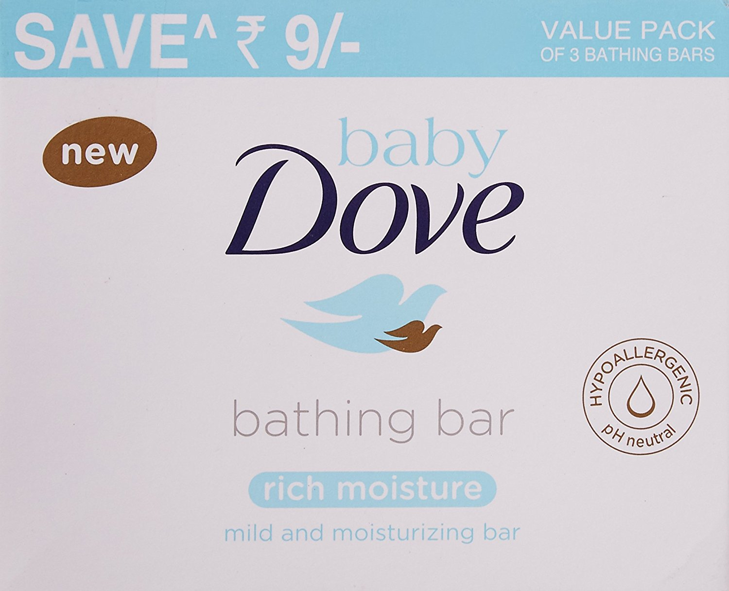 (Hurry) Amazon - Buy Baby Dove Baby Bar, Rich Moisture (75g, Pack of 3) for just Rs.41