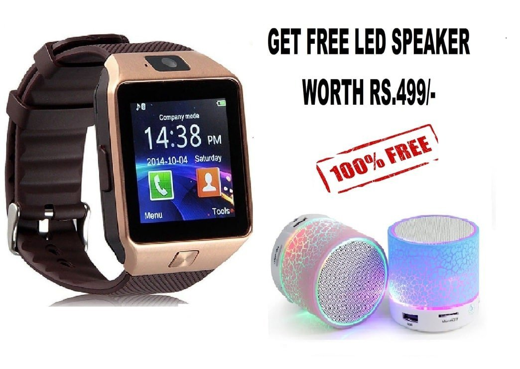 (Hurry)Amazon - Buy Bluetooth Smart Watch with free LED Light mini Bluetooth speakers for Rs.665