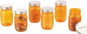 MasterCook Fresh Mason Jar - 500 ml Plastic Food Storage (Pack of 6, Orange)