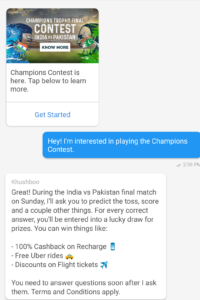 haptik champions contest Ind vs Pak