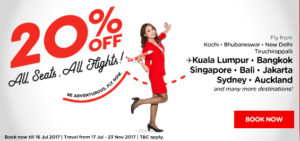 AirAsia- Get Flat 20% Discount on All Seats All Flights