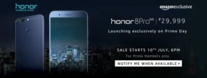 Amazon- Buy Honor 8 Pro from Rs 29999 on 10th July 2017, 6 PM
