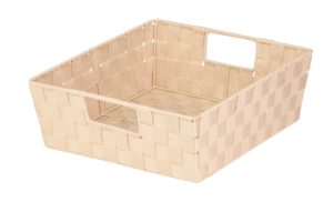 Honey-Can-Do Woven Tray Shelf Tote with Handle (Cream) for Rs 409