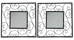 Hosley Decorative Square Iron Wall Mirror (15.24 cm x 29.84 cm, Black, Set of 2) at rs.397
