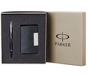 Parker IM Metal Black Chrome Trim Ball Pen Gift Set - Blue Ink, with Card Holder at rs.699