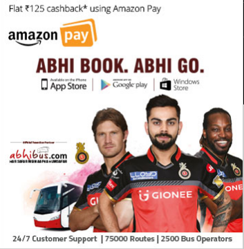 abhibus amazonpay get Rs.125 cashback