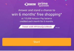 amazon answer 6 questions and win free Rs 10000 amazon pay balance for 6 months