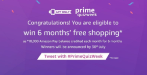 amazon prime week win 6 months of free shopping