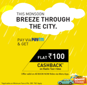 meru paytm offer rs.100 cashback