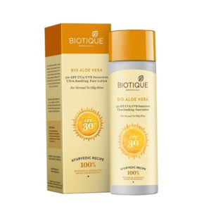 Amazon is selling Biotique Bio Aloe Vera Face & Body Sun Lotion Spf 30 Uva/Uvb Sunscreen For Normal To Oily Skin In The Sun, 120ML for Rs 159 only. 