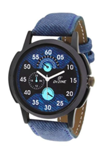 Dezine Analogue Blue Dial Mens Blue Leather Watch