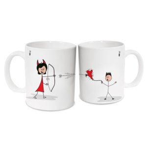 HotMuggs U&Me - Bull's Eye Ceramic Mug Set, 350ml, Set of 2, Multicolour