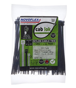 Novoflex 100mm Cable Ties, Pack of 100, Black at rs.80