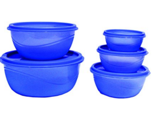 Princeware Store Fresh Plastic Bowl Package Container, Set of 5, Blue at rs.101