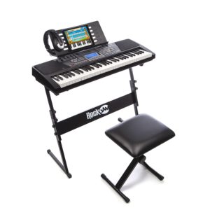 RockJam RJ561 61 Keys Electronic Keyboard SuperKit, Black, with Stand, Stool, Headphones and Power Supply