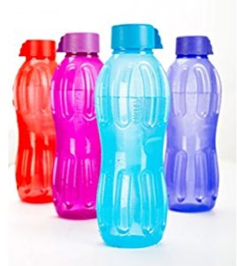 Signoraware Aqua Plastic Water Bottle Set, 1 Litre, Set of 4, Multicolour