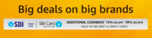 amazon great indian sale get upto 15 cashback with SBI Cards 9-12 august